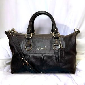 COACH Black Leather Ashley Satchel Shoulder Bag